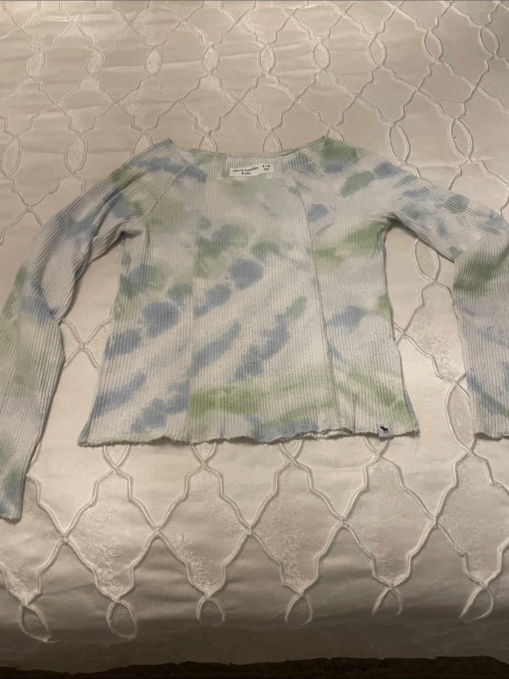 abercrombie kids Blue & Green Tie-Dye Ribbed Crew Sweater